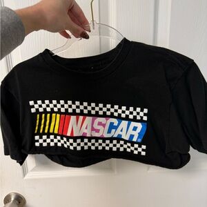 Black NASCAR Graphic Crop Top